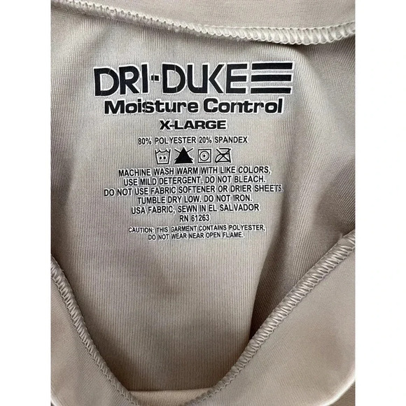 Dri-Duke Mens Moisture Control XLarge Long Sleeve Compression Shirt Tan Beige - Picture 5 of 6